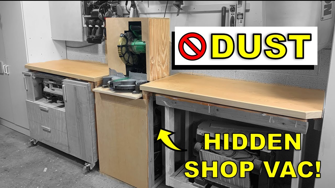 Simple Miter Saw Station with Dust Hood and Hidden Shop Vac YouTube