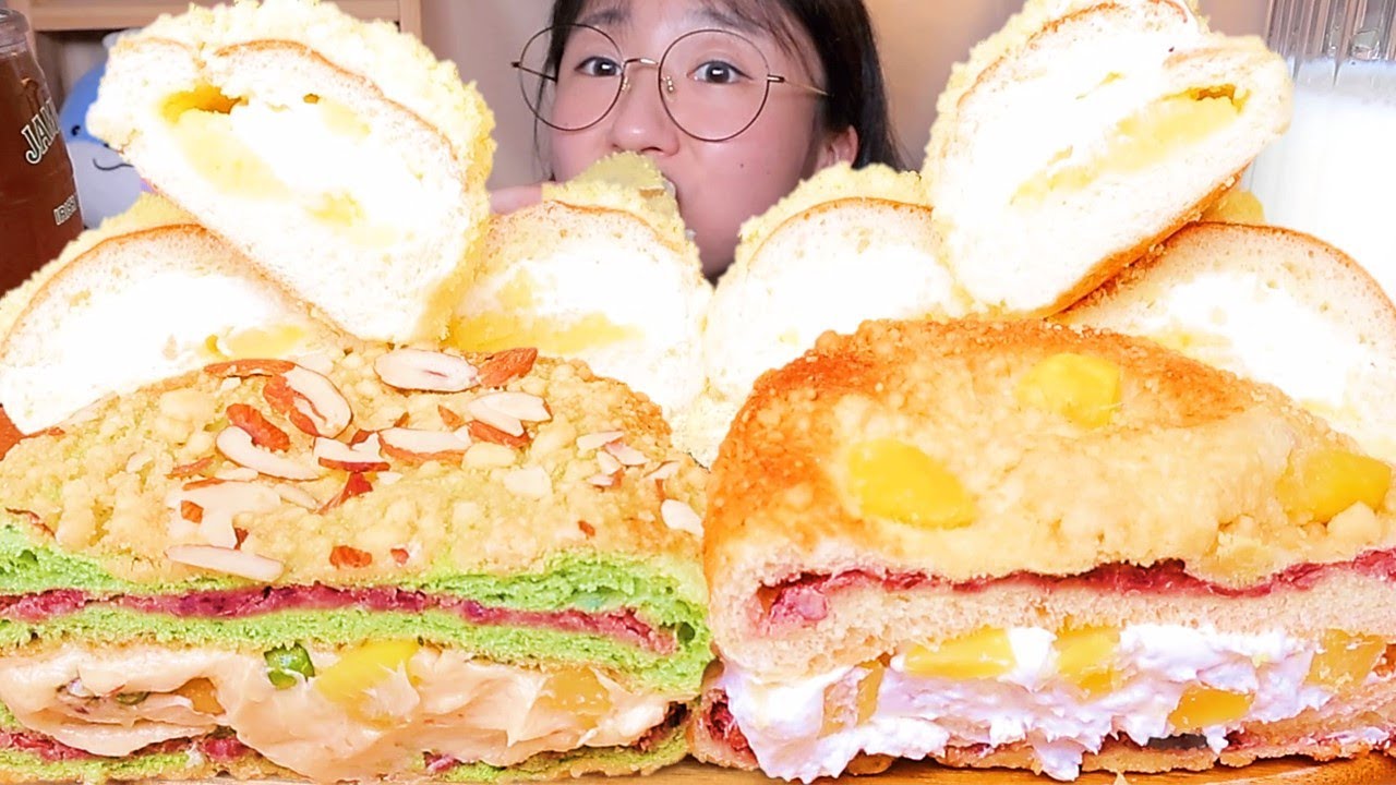 맘모스빵이 먹고싶은 날..🍞 카스테라 고구마케이크 쑥 맘모스 밤 맘모스빵 디저트 먹방 Dessert Mukbang