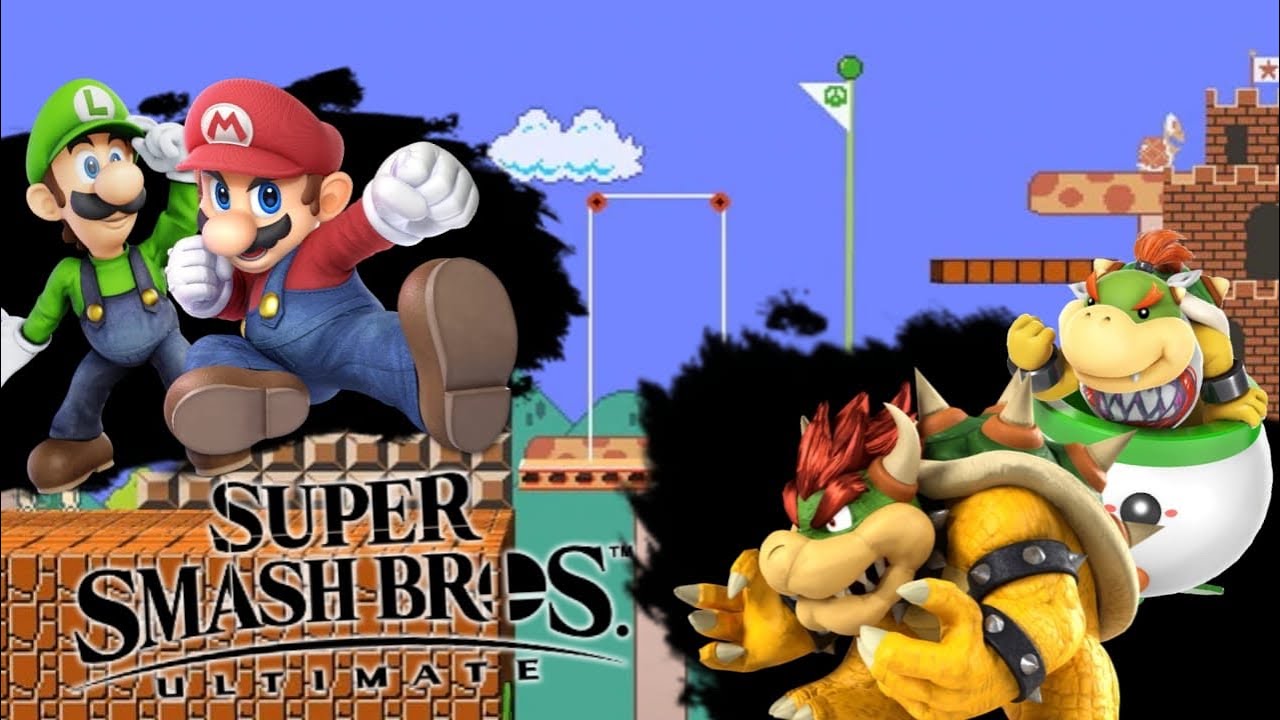 Super Smash Bros Ultimate Mario and Luigi vs Bowser Jr and Bowser - YouTube