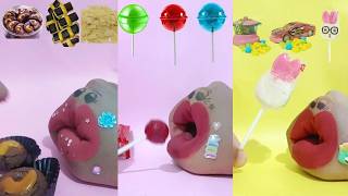 ASMR Emoji Eating Show 👄 Handy Eating Snack Candy 🏓 Lollipop Emoticon Candy ✨ #asmr #mukbang