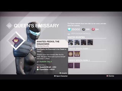 Destiny How to do QUEENS WRATH Bounties - PEEKIS, THE DISAVOWED + location