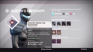 Destiny How to do QUEENS WRATH Bounties - PEEKIS, THE DISAVOWED + location