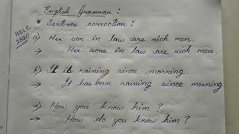 SEBA HSLC English Grammar Sentence Correction