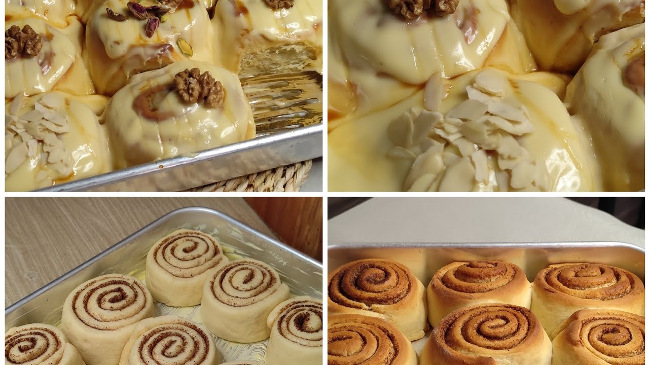 سينابون رووول (cinnamon)أو لفائف القرفه 😋 بعجينه هشه وقطنيه واحلي من محلات سينابون الشهيره 😅😍