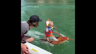 6-month-old baby water-skis at Lake Powell