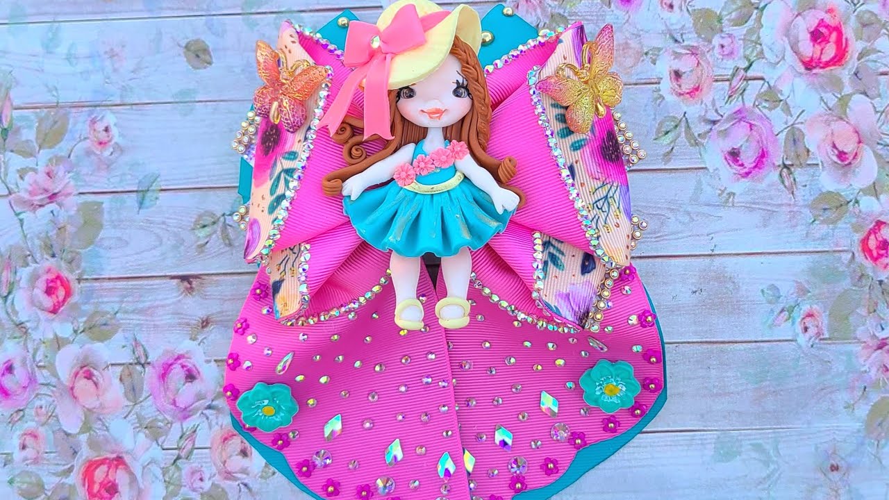 Moño de Colitas fácil de hacer con listón de 7.5 cm (Lazo para el cabello)