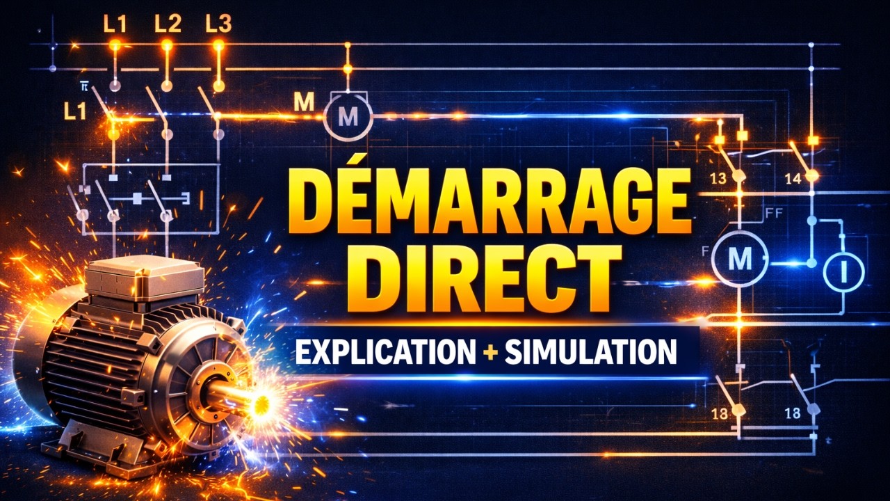 Démarrage Direct Moteur Asynchrone Triphasé | Schéma de Puissance, Commande + Simulation
