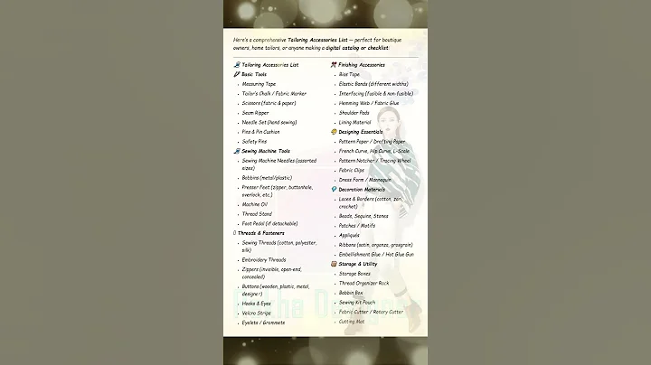 🧵✨ Tailoring Accessories List – Essential Tools for Professional Stitching #fashiontrends