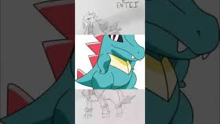 Pokémon drawings #pokemon art #pikachu #bulbasaur #treecko #entei legendary pokemon #totodile screenshot 2