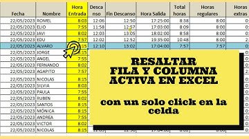 Cómo resaltar filas y columnas de celdas activas con un solo click en Excel
