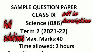 cbse sample paper class 9 term 2 science full solutions