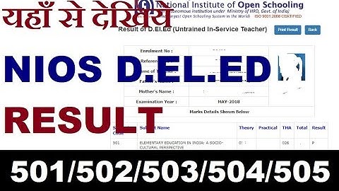 NIOS D.EL.ED RESULT 501,502,503,504,505, 2nd exam | Online Partner
