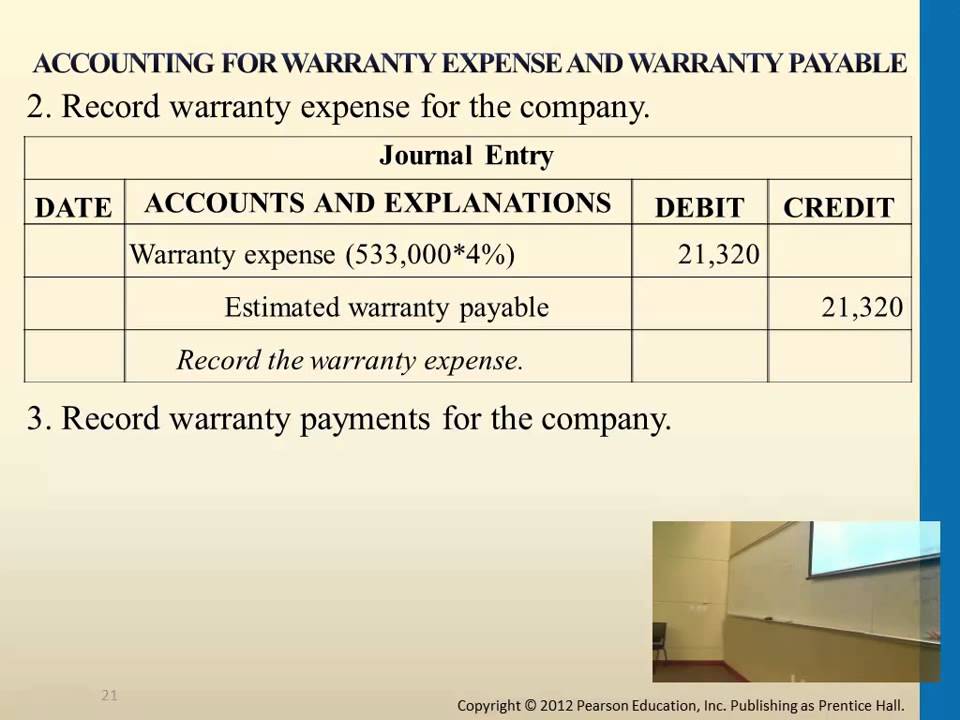 Accounting For Warranty Expense And Warranty Payable YouTube