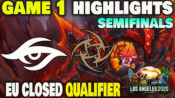 SECRET VS NINJA IN PYJAMAS GAME 1 ESL One Los Angeles 2020 EU Closed Qualifier Semifinals