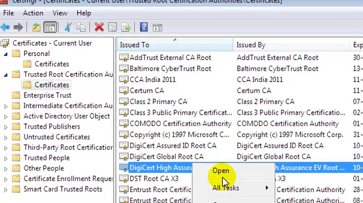 How to view installed certificates in Windows 7