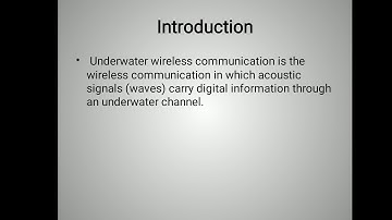 Underwater wireless Communications