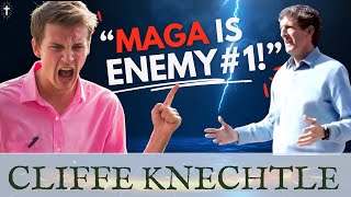 Woke Student Rage-Quits Debating Cliffe Knechtle on MAGA!