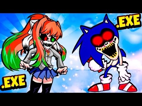 Моника.EXE против СОНИКА.EXE во Friday Night Funkin&rsquo; VS Monika.chr vs Sonic.exe