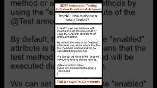 TestNG : SELENIUM : JAVA : How to disable a test in TestNG?
