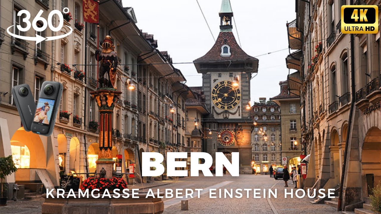 BERN SWITZERLAND Einstein House street, 360º VIEW 4k, Insta 360 X3 camera, VR ASMR