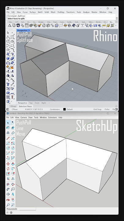 SketchUp vs Rhino - Tutorials for Beginners #architecture #rhino3d #sketchup