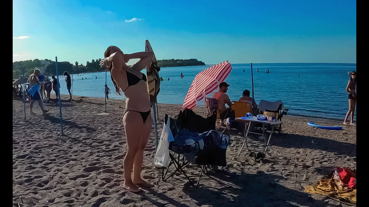 İzmir DİKİLİ BADEMLİ BEACH, Hot Summer Walking Tour, Travel Turkey [4K UHD 60 FPS]