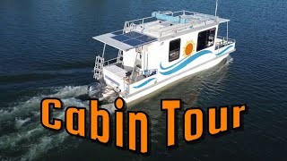 A quick cabin tour of our Lil Hobo catamaran cruiser houseboat, "Slo-Mo"