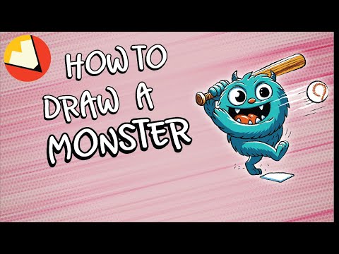 Batter Up! Learn to draw this Monster Hitting a Home Run!