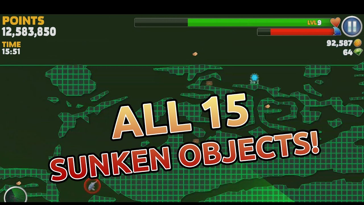 hungry shark evolution map Hungry Shark Evolution Map Location Of All 15 Sunken Objects Youtube