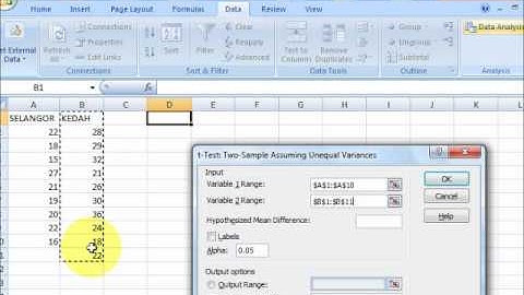 TWO SAMPLE t-TEST BY USING EXCEL