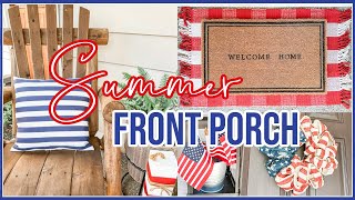 *NEW* AMERICANA FRONT PORCH DECORATE WITH ME | SUMMER FARMHOUSE DECOR IDEAS 2024