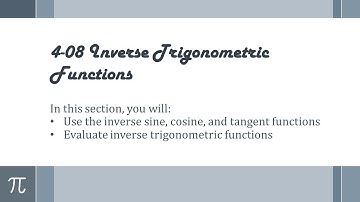 Precalculus 4-08 Inverse Trigonometric Functions