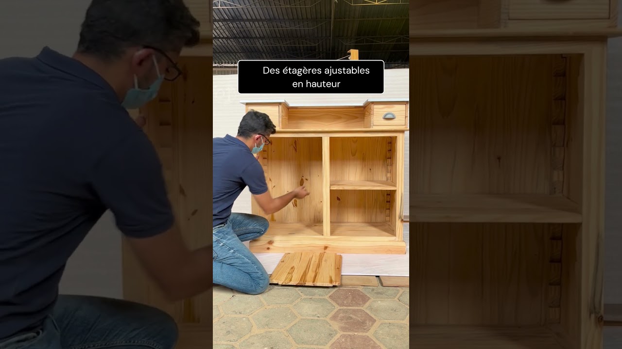 Comptoir Bar en bois massif style industriel modulable - Cosy Home Design 