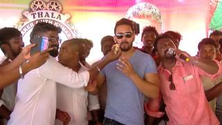 Actor Ajith's 45th Birthday Actor Bharath Joins in the Celebration With Ajith Fans at Chennai
