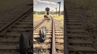 Lion vs Snake on Railway - Train Finishes the Job! RDR2 #shorts