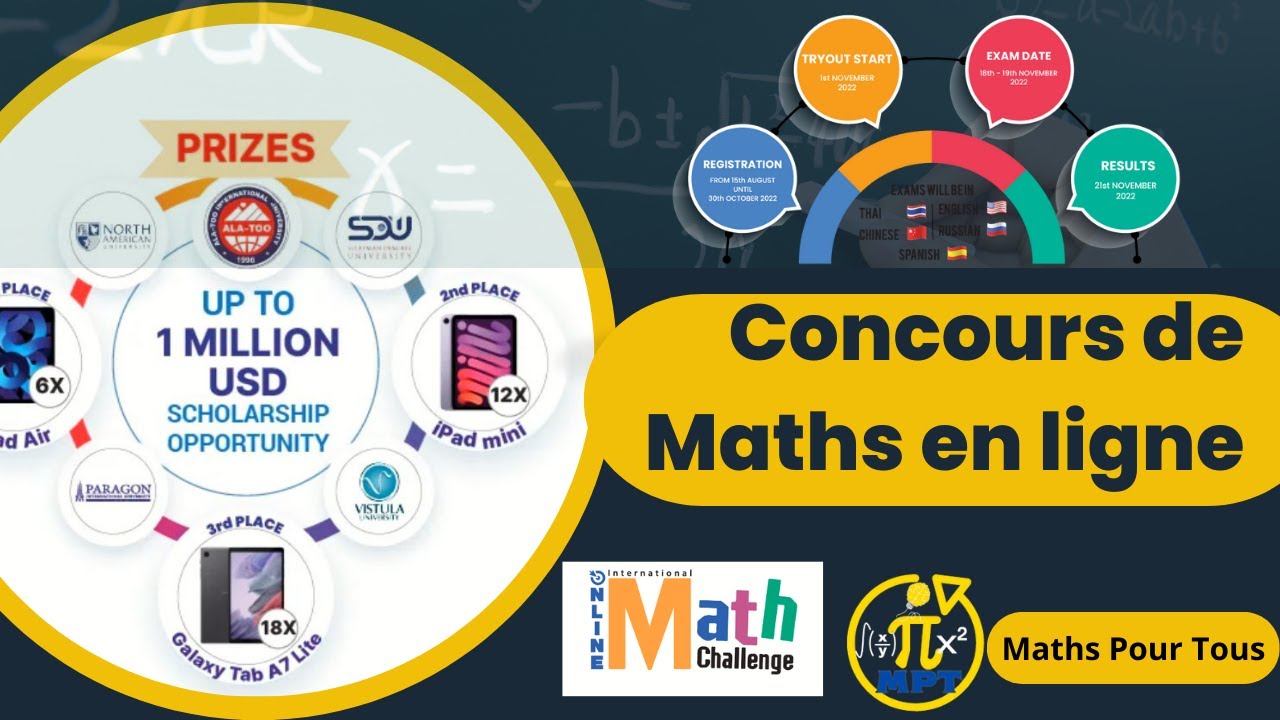 Online international math challenge prix des bourses possibles allant