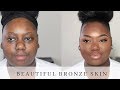 My EVERYDAY Bronze & Glowy Makeup Routine ALL DRUGSTORE| Nude Lipgloss for Darkskin