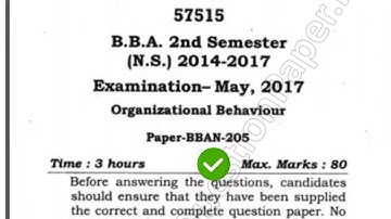 2017 Mdu BBA 2nd Sem Organizational Behaviour Question Paper