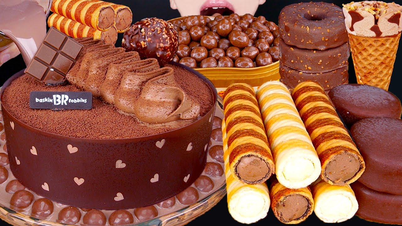 ASMR MALTESERS CHOCOLATE ICE CREAM CAKE MAGNUM DOUGHNUTS NUTELLA DESSERT MUKBANG 먹방咀嚼音 EATING SOUNDS