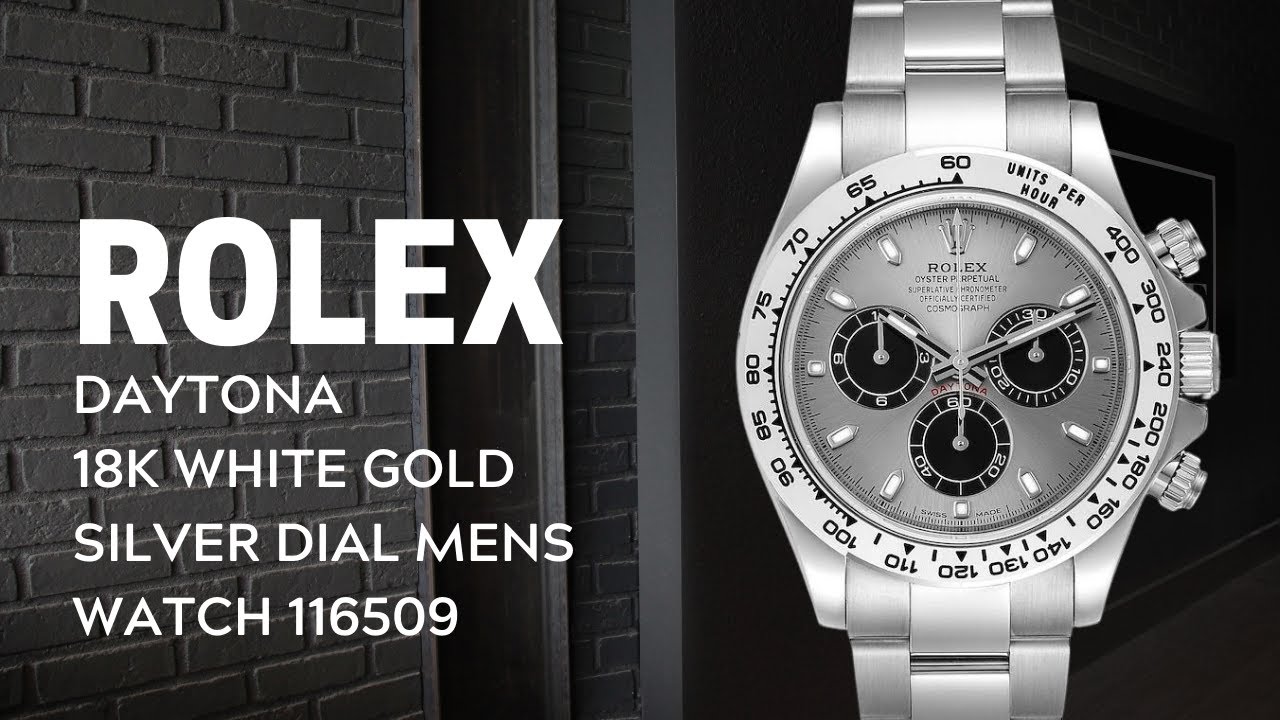 Rolex Daytona 18k White Gold Silver 