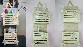 Cara membuat tempat make up (rak dinding) dari stik es krim !! STICK CRAFTS IDEAS #kuraechannel