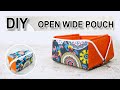 DIY OPEN WIDE POUCH | How to make a tray pouch with a wide bottom