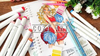 Ohuhu Markers Girl Illustration | Coloring Page tutorial