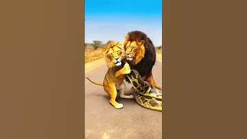 AI Animal Fighting，Lions and pythons #lion #ihavethisthingwithplants #snake