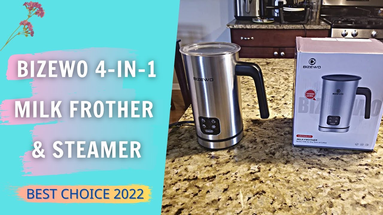 BIZEWO 4in1 Milk Frother and Steamer Review & User Manual Electric