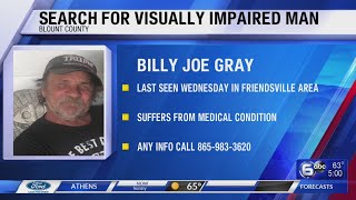 Deputies searching for missing Friendsville man with visual impairment