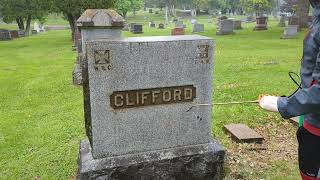 Grave Marker Cleaning, Oaklawn Cemetery, Northfield MN. John and Jemima Clifford's.