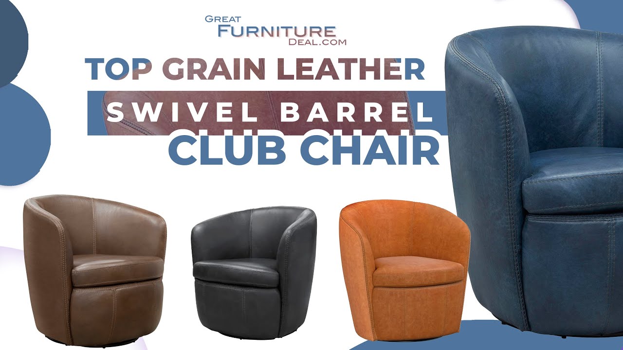 Top Grain Leather Swivel Barrel Club Chair - Barolo Chair by Parker Living in multiple colors