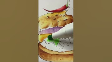 Drawing a burger | Coloring with Copic markers #shorts #markertutorial #markerdrawing #inktober