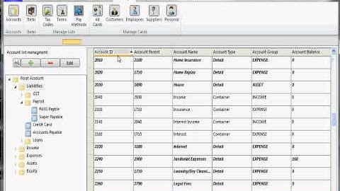 Nominal micro business management software - Manage chart of accounts